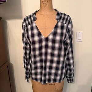 Bella Dahl Stargazer Metallic Plaid Smocked Blouse